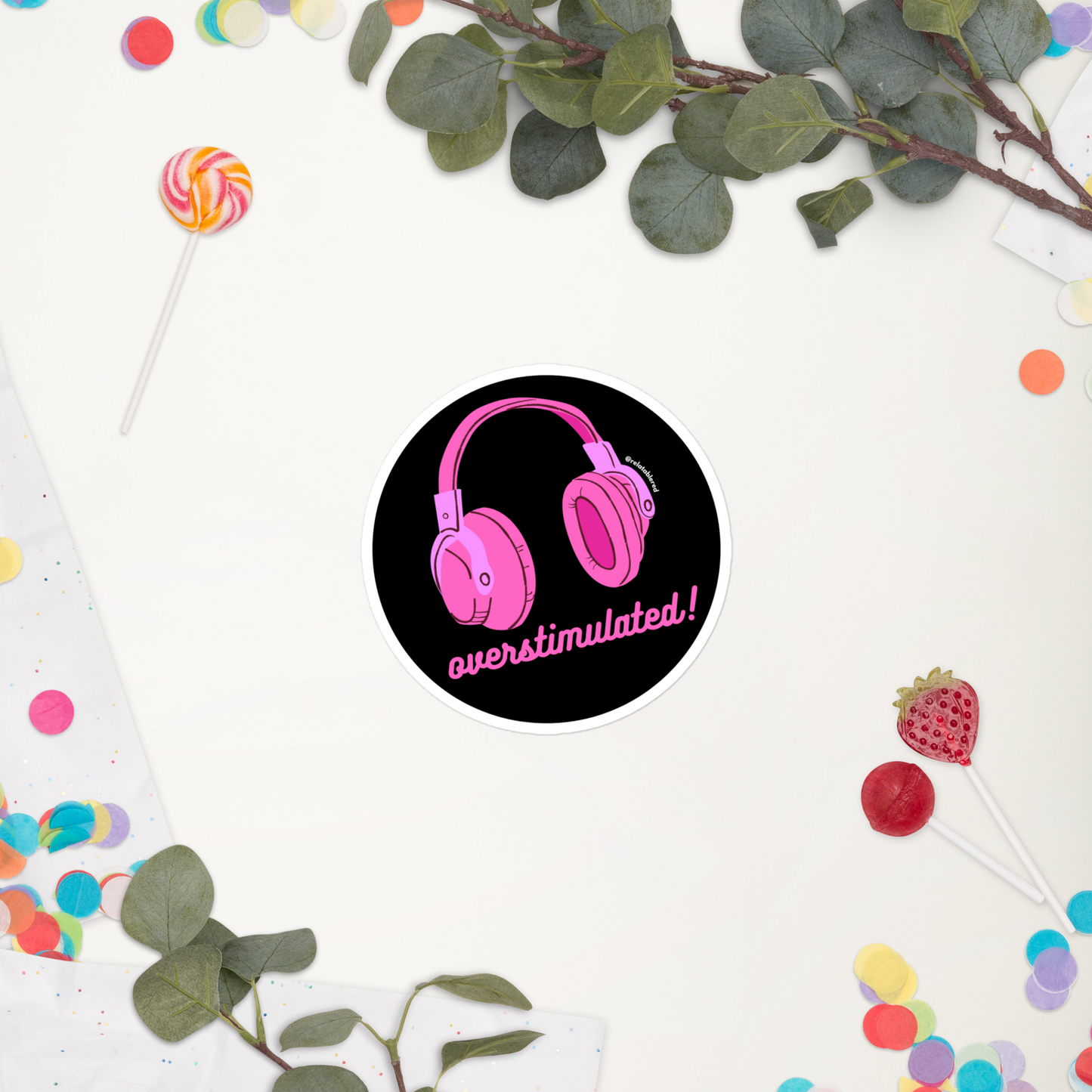 Overstimulated Sticker - Fuchsia